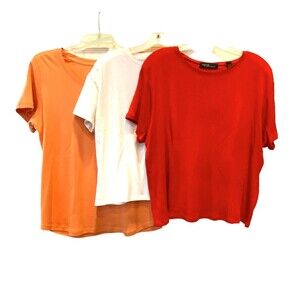 Bundle of 3 Womens CropTees Cotton Lycra BRANDNAMES L/XL Peach White Red Beachy